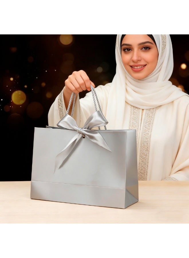 8 قطع أكياس هدايا، مع شريط فيونكة وبطاقات تهنئة، أكياس هدايا ورقية ملونة مقاومة للماء، لحفلات استقبال المولود الجديد، أعياد الميلاد، حفلات الزفاف، الحفلات، المهرجانات، العطلات (8 ألوان) - Image 5